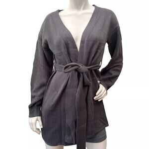 Auburet Women Tie Waist Cardigan Long Sleeve Open Front Knitted Coat /Pocket S
